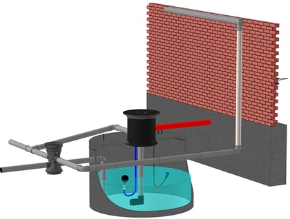 rainwater collection system with concrete tank