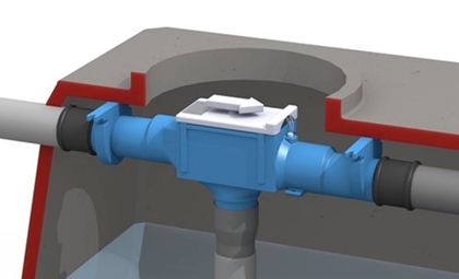 blue linear Trident rainwater filter system