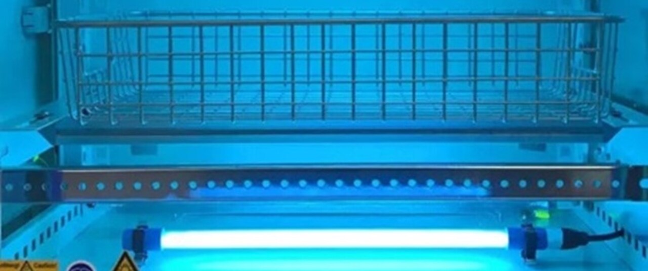 filtering rainwater for drinking with a UV filter, view from the inside