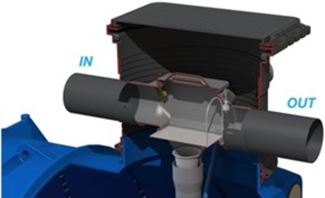rainwater filter system inside plastic tank