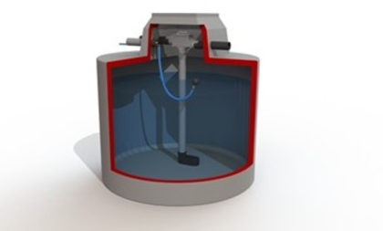 a rainwater tank with a Trident rainwater filter inside