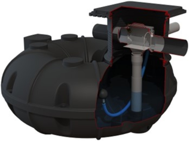 underground rainwater tank with inside view